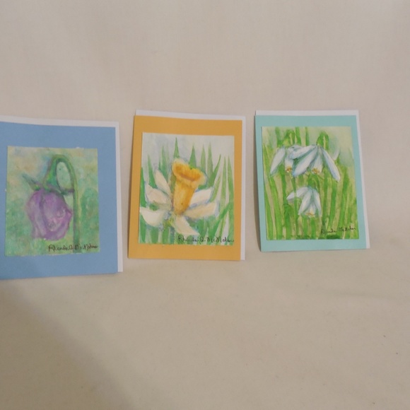 Watercolor Tulip, Daffodil, Snowdrop HAND CRAFTED Cards - Picture 3 of 5